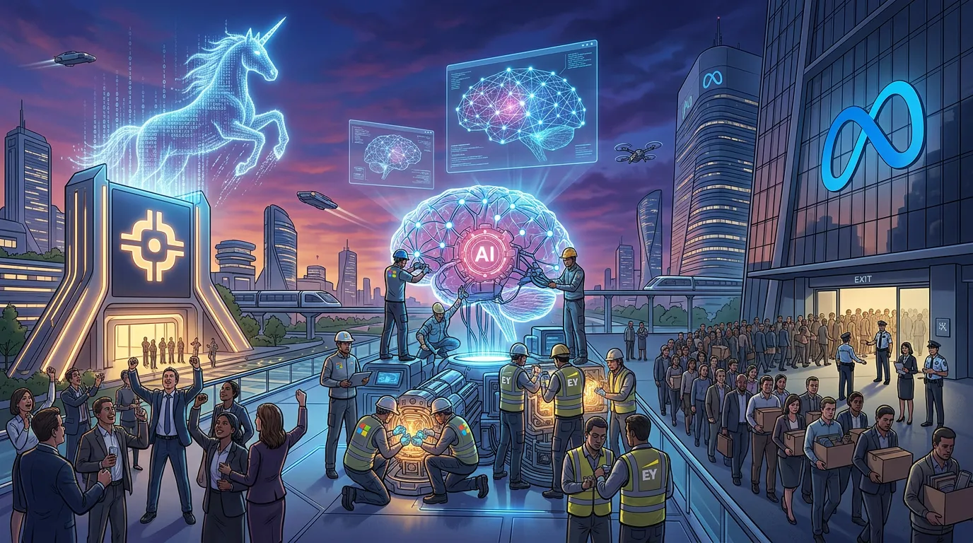 Socket hits $1B, Microsoft EY $1B AI push, Meta cuts 8K.