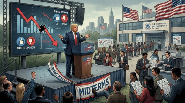 Trump dismisses midterms, polls slump and USCIS updates.