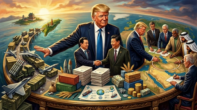Trump defers Taiwan arms, touts trade deals, and aligns on Iran.