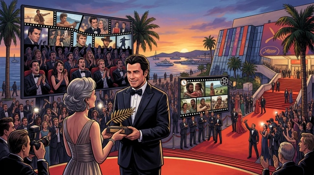 Travolta honored at Cannes, films wow, and Short doc debuts.
