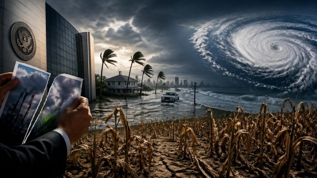 SEC climate rescission, hurricane outlook, crop decline.