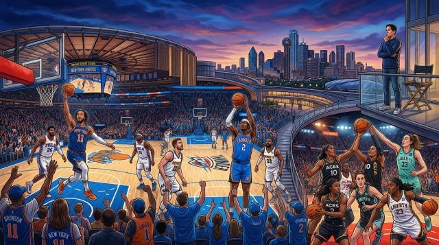 Thunder even 1-1, Mavs seek coach, Knicks lead, WNBA parity.