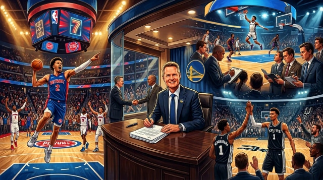 Pistons force game 7, Spurs win, draft rises, Kerr extends.