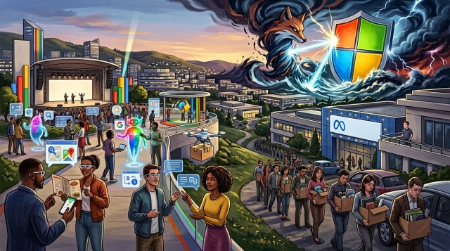 Google I/O agents, Meta layoffs, Microsoft vs Fox Tempest.
