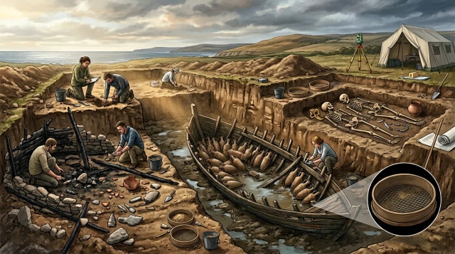 Neolithic collapse, Roman ship pollen, Anglo-Saxon siblings.