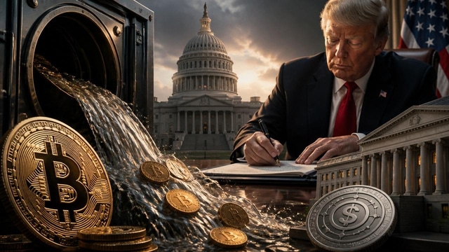 Bitcoin ETF outflows, Trump fintech EO and OCC GENIUS rules.