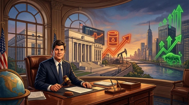 Warsh takes Fed helm, oil tops $109, and JPMorgan gains.