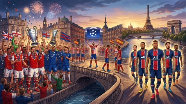 English sweep of finals, La Liga CL berth, PSG favored.