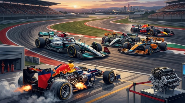 Mercedes McLaren upgrades, Honda energy, V8s, Antonelli lead.