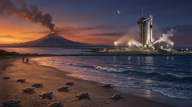 CRS-34 launch nears, volcanoes stir, and turtles recover.