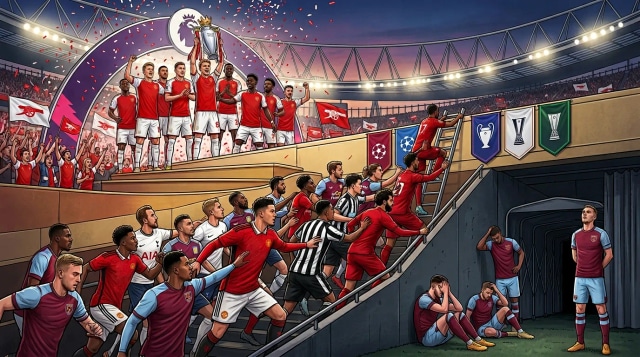 Arsenal near title, West Ham near drop, Europe spots tighten.